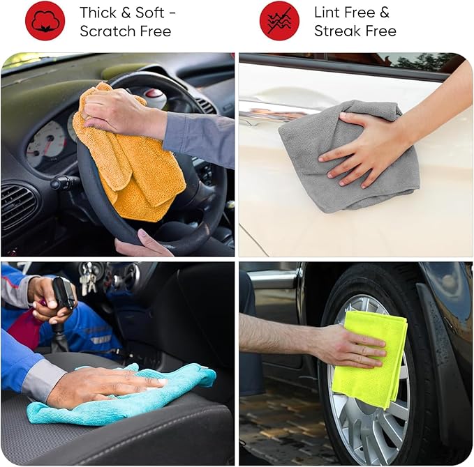 AIDEA Microfiber Cleaning Cloth 5 Pack, Microfiber Towels for Cars, Soft & Absorbent Cleaning Rags, Premium Lint Free Shop Towels for House, Kitchen, Car, 12inx16in