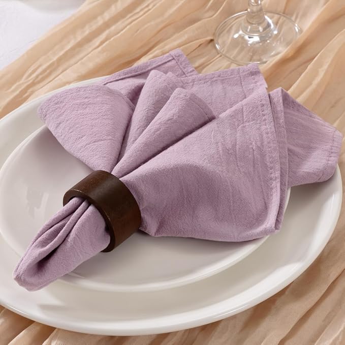 MLMW Lavender Purple Cloth Napkins Set of 6 Linen Spring Easter Dinner Lilac Cotton Napkins Cloth Bulk Washable 16"×16" for Wedding Party Baby Bridal Shower Birthday Table Decor