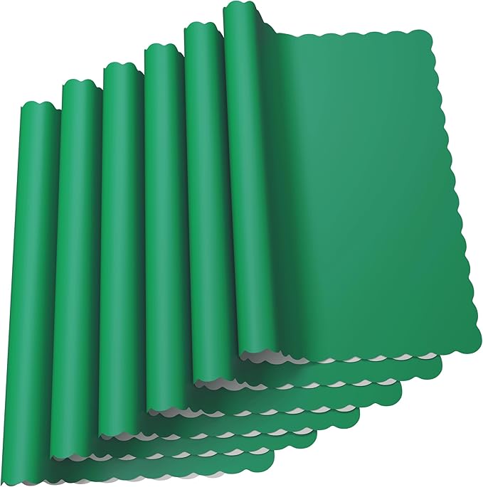 Paper Placemats - Disposable - Scalloped Edge (100, Green)