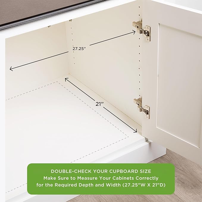 HOLDN’ STORAGE Bamboo Wooden Pull out Cabinet Organizer 26"W x 21"D Requires At Least a 27.25"W x 21"D Cabinet Opening W/Lifetime Limited Warranty, Bamboo Tray and Heavy Gauge Metal Rails