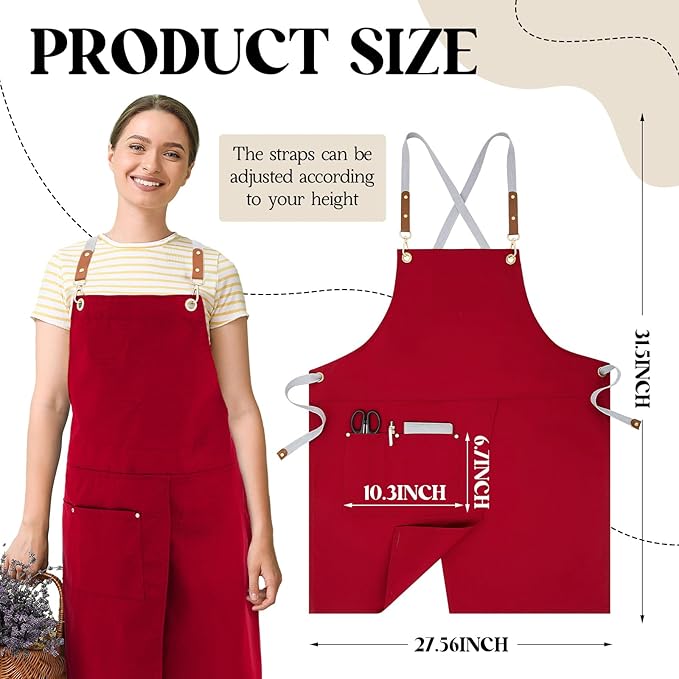 Crossback Pottery Apron Split Leg with Large Pocket Canvas Apron with Adjustable Strap for Art Garden Nail Tech Hairstylist