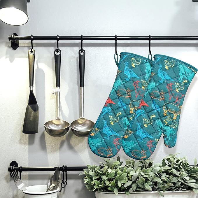 Oven Mitts Cotton Fashion Cute Farm Cattle Design 1pair Heat Resistant Oven Gloves Safe Cooking Baking Grilling Barbecue Machine Washable Pot Holders (Farm Cattle)