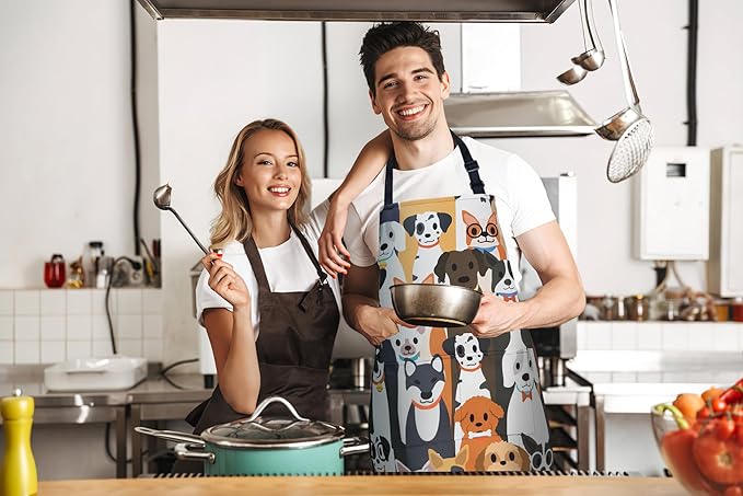 ZiQilin Adjustable Waterproof Kitchen Apron for Women with 2 Pockets Cooking Chef Apron Gardening Funny BBQ Aprons for Men