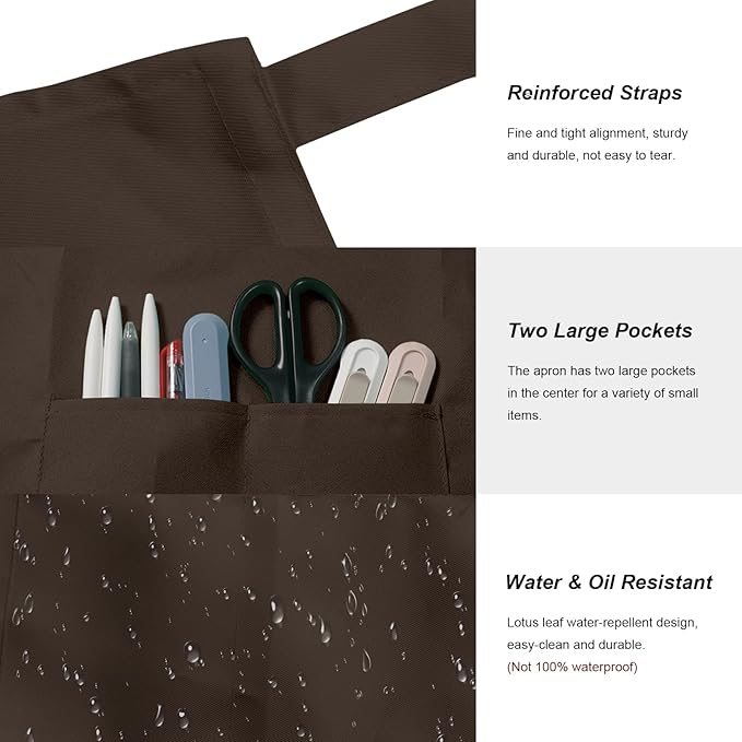 15 Pcs Adult Aprons Bulk with Pockets Adjustable Bib Chef Apron for Women Men Painting Cooking Crafting (S/L)