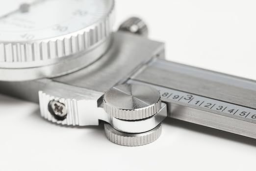 PEC Dial Caliper 0-6 Inch, Stainless Steel Precision Measuring Tool with Shock-Proof Dial, High Accuracy ±0.001"
