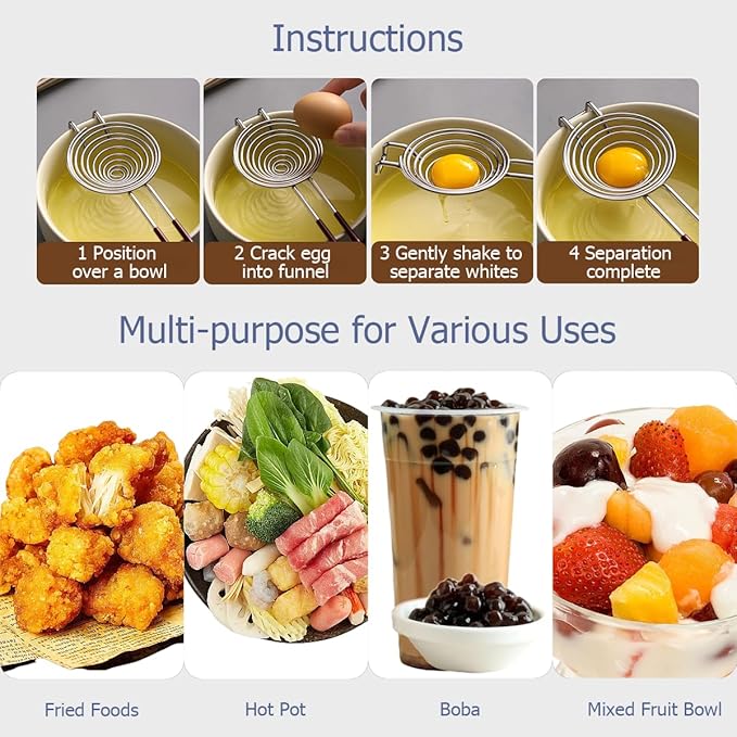 Semi Automatic Whisk & Egg Yolk Separator, Stainless Steel Mini Hand Push Whisk, Hand Mixer Egg Beater Wisking Tool & Egg Separator for Raw Eggs Set, for Cooking, Baking