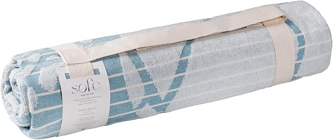 SOFE H&L | LINVIA Foutah Quick Dry Beach Towel Pack of 1 (35” x 70”) CARETTA - Green | Lightweight, Premium, Fade Resistant, Durable | Travel Towel, Turkish Beach Towel with Shoulder Strap