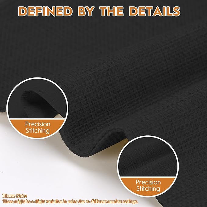 Placemats Set of 6 Linen Type Fabric Cloth Placemats, 18x12 Inch Double Layered Thick Wrinkle Free Heat Resistant Table Place, for Dining, Kitchen, Party (45 * 30cm, Black)
