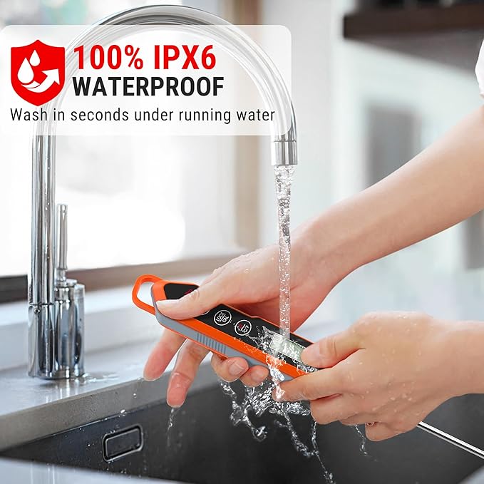 TempPro TP15H Waterproof Instant Read Meat Thermometer for Cooking, Digital Food Thermometer with Backlight & Calibration, Cooking Thermometer for BBQ, 10.47 x 1.16 x 0.69 (Previously ThermoPro)