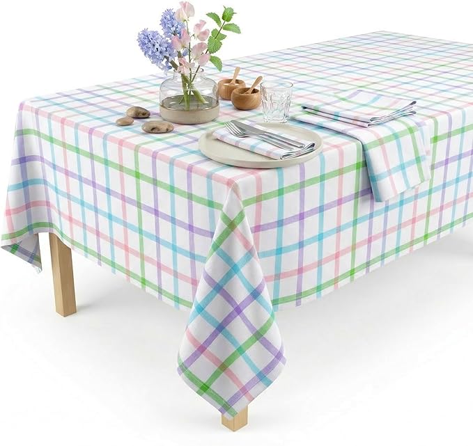 Native Fab Spring Easter Check Cloth Napkins Set of 12, 16x16 Inches, 100% Cotton, Colorful & Absorbent Fabric Cloth for Weddings, Holidays, Reusable Washable Napkin for Everyday Use - Multicolor