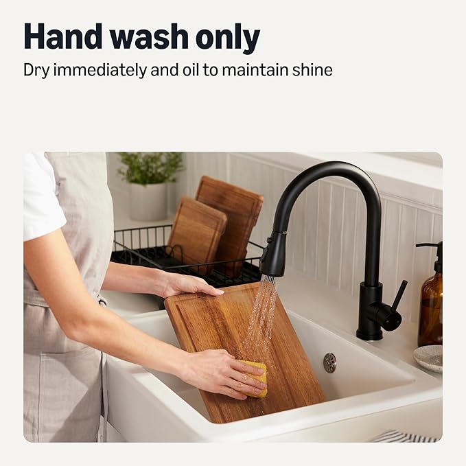 Amazon Basics Wooden Chopping Boards, 3-Piece Set, Acacia Wood, Pre-Oiled with Juice Groove