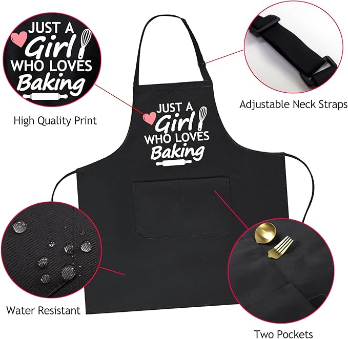 Funny Aprons for Women with Pockets, Cute Cooking Baking Kitchen Aprons for Mom Chef, Gifts for Birthday Christmas