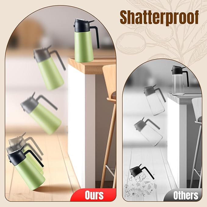 PARACITY 2 in 1 Oil Dipenser Bottle, Stainless Steel (Green-Black)