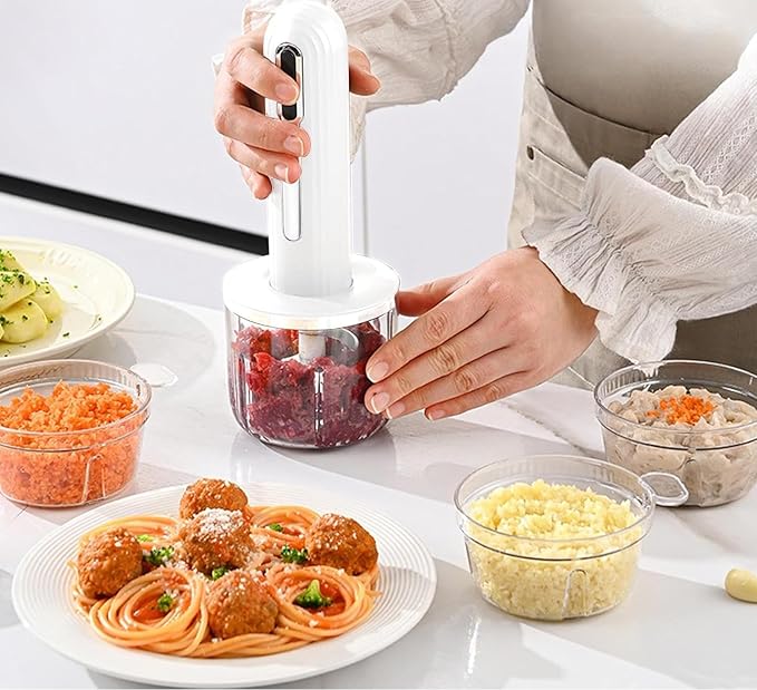 4-Cup Electric Food Chopper For Meat,Onions,vegetables,Garlic,Complementary Food, Meat Chopper Blender，Wireless Electric Food Processor
