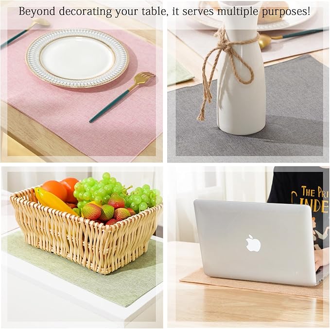 UnivoColors Set of 6 Faux Linen Placemats, Heat-Resistant & Easy-to-Clean,13"x19"for Dining Table, Kitchen, Holiday Meals (6 Colors Included)