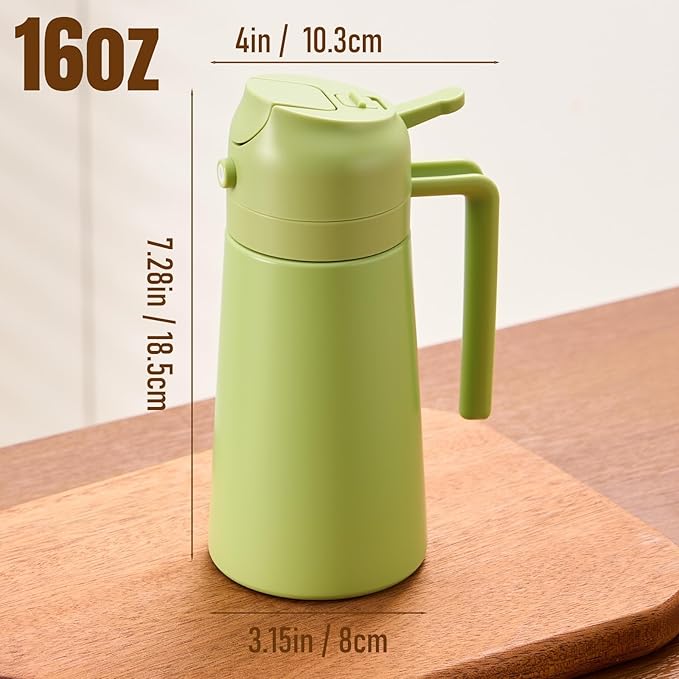 PARACITY 2 in 1 Oil Dipenser Bottle, Stainless Steel (Green-Green)