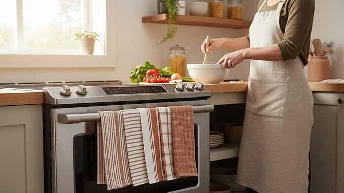 KAF Home Assorted Flat Kitchen Towels - Set of 10, 18 x 28 Inch (Orange)