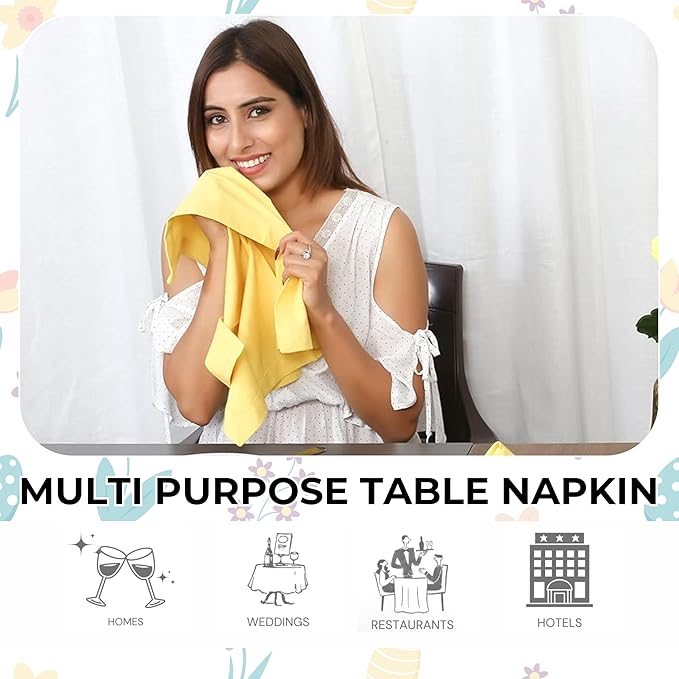 Homidate Cotton Dinner Cloth Napkins Set of 12 – 18x18 Sand Yellow – Reusable & Machine Washable Fabric Napkins for Weddings, Restaurants & Everyday Dining