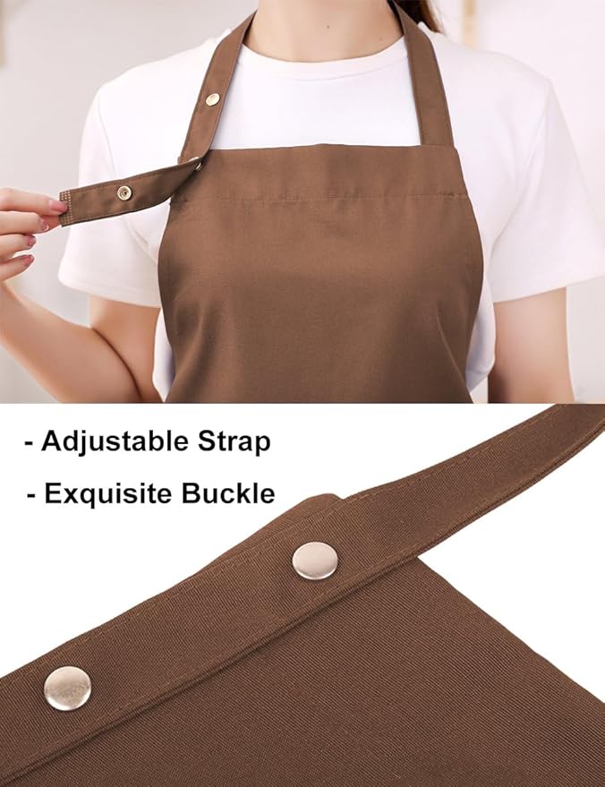 Kitchen Cooking Apron for Women Men with Big Pockets Canvas Waterproof Aprons for Server Pottery Artist Chef Apron