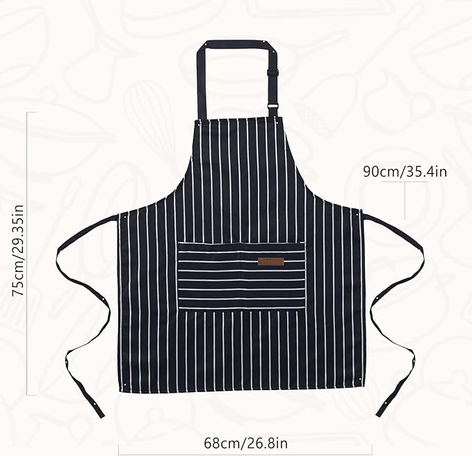 2 Pack Cooking Aprons Adjustable Bib Apron for Women with 2 Pockets, Kitchen Restaurant Men Chefs Aprons