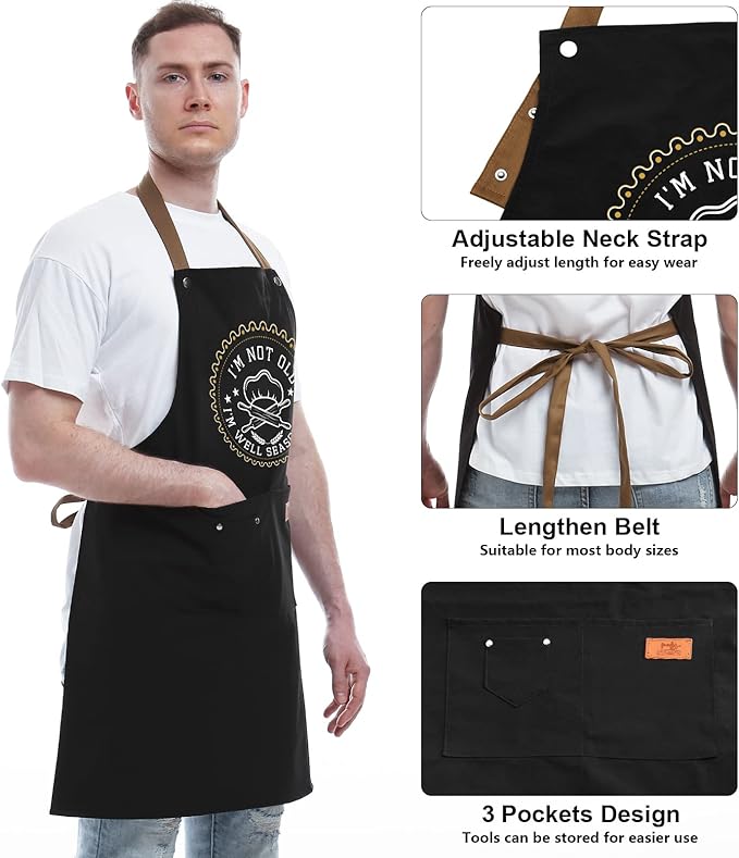 Kitchen Gifts For Men, Women, Gifts for Mom, Gift for Dad, Husband, Boyfriend, Brother, Wife, Girlfriend, Unique Birthday Gift, Humor Apron for friends, Bff, REHAVE Kitchen Chef Aprons Baking Presents