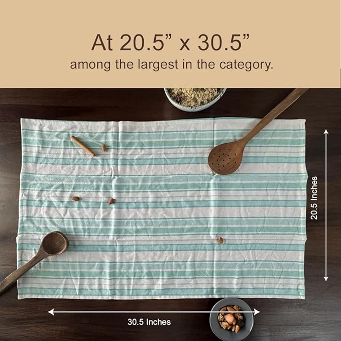 THE COVERS Multi-Pack Premium 100% Cotton Kitchen Towels in 6 Attractive Colors | Lavishly Large Towels (20.5”x30.5”) with Handy Hanging Loop for Drying | Arrives Gift-Ready, with a Signature Tote