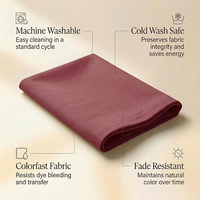 ACCENTHOME Accent Home 100% Cotton Napkins, Delicate Cloth Napkins for Dinners, Parties and Weddings，18 x 18 Inch Set of 6 - Burgundy