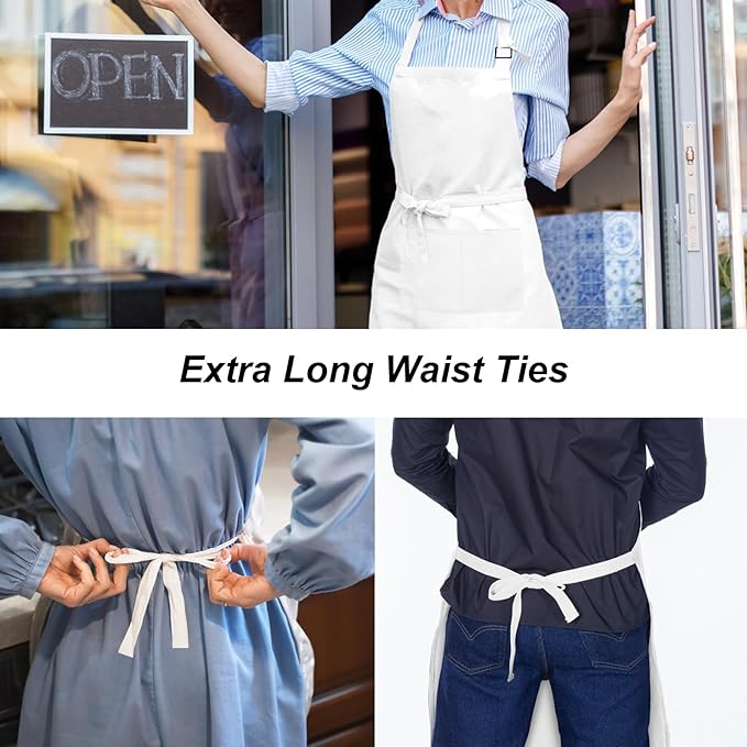 15 Pcs Adult Aprons Bulk with Pockets Adjustable Bib Chef Apron for Women Men Painting Cooking Crafting (S/L)