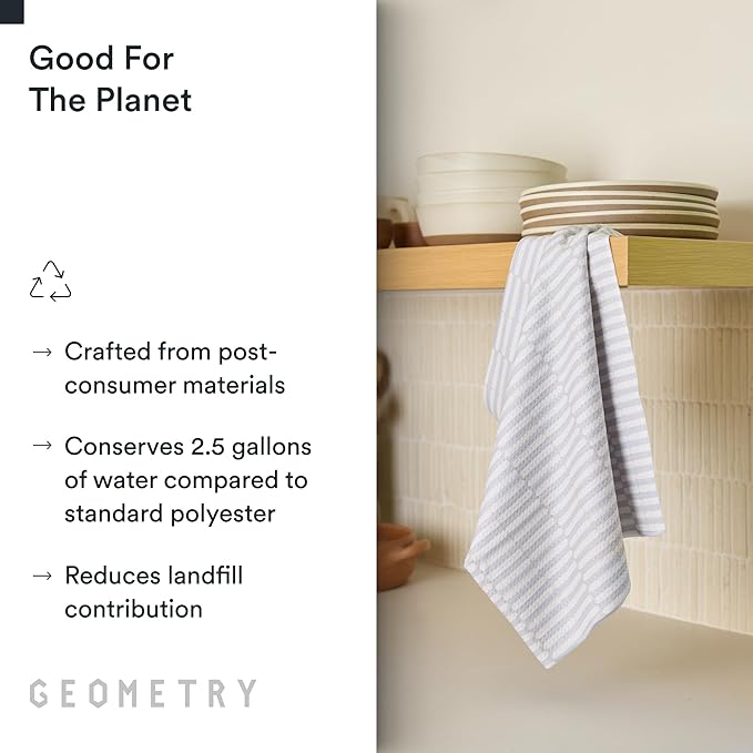 GEOMETRY Kitchen Tea Towels - Quick Dry Microfiber Dish Towels for Kitchen - Ensemble Neutre 18" x 30" - 2 Pack