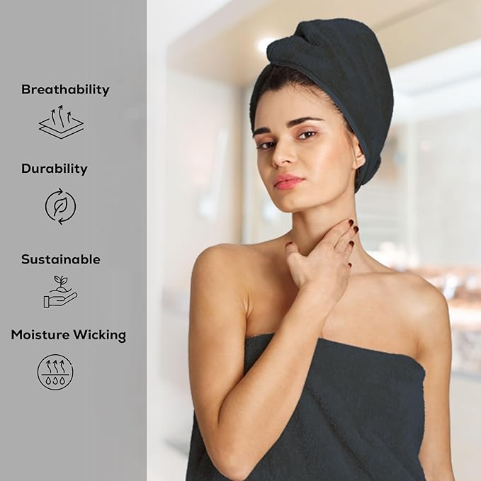 GOLD TEXTILES Premium Bath Towels Set (Pack of 4,27 x 54) 100% Ring-Spun Cotton Bathroom Towels for Hotel, Spa, Soft and Absorbent (27 x 54, Grey - 4 Pcs)