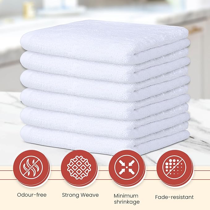 Vintage Vista 100% Cotton Dish Cloths (Pack of 6) - Dish Rags for Washing Dishes - Reusable & Highly Absorbent Kitchen Towels - Kitchen Rags fo Easter - (12" x 12" - White II)
