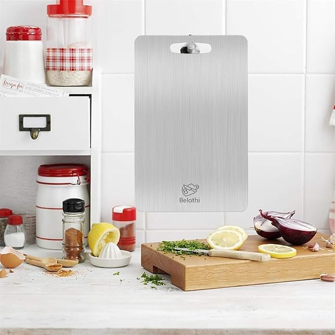 304 Stainless Steel Cutting Board, non toxic cutting boards for kitchen, Dishwasher Safe and Hygienic Heavy Duty Chopping Board for Meat Vegetable Fruit(15"x 11",13"x 9",10"x 6")