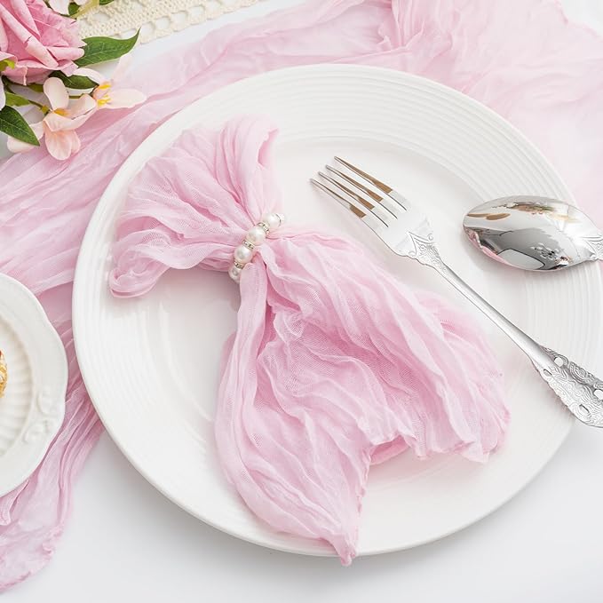 100 Pack Light Pink Cloth Napkins 21x21 Inches Light Pink Cheesecloth Napkins Set of 100 Washable Dinner Table Napkins for Wedding Summer Bridal Baby Shower Rustic Boho Cotton Gauze Party Table Decor