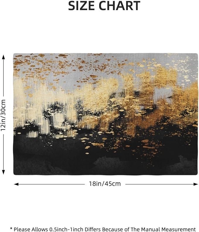Black Gold Abstract Art Linen Placemats Set of 4, Heat Resistant Non Slip Modern Table Mats for Dining Table Kitchen Coffee Shop Wedding Party, Artistic Home Decor & Gift for Design Luxury Lovers