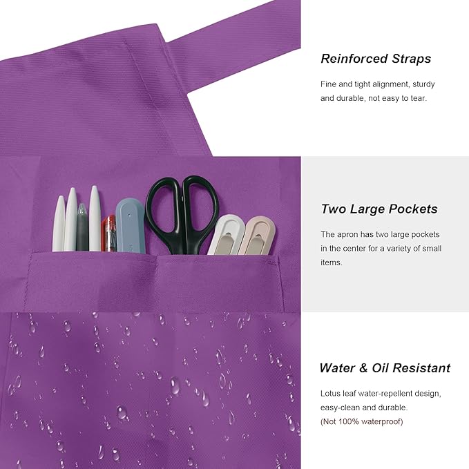15 Pcs Adult Aprons Bulk with Pockets Adjustable Bib Chef Apron for Women Men Painting Cooking Crafting (S/L)