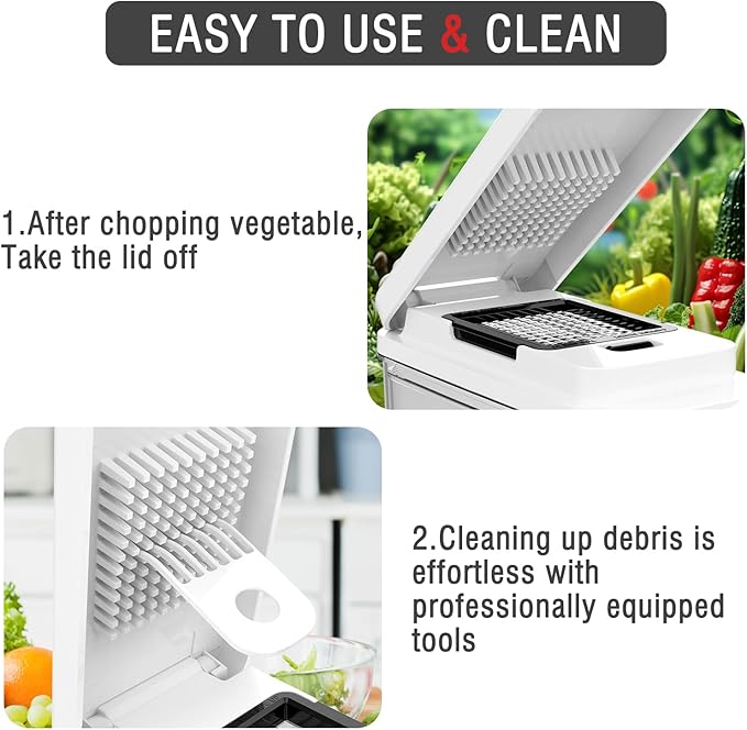 Vegetable Chopper with Container, Onion Chopper Dicer Cutter Slicer, 10-in-1 Food Chopper with 7 Blades, Veggie Cutter Slicer for Fast Salad Potato Carrot Garlic Meal Prep Kitchen Gadget