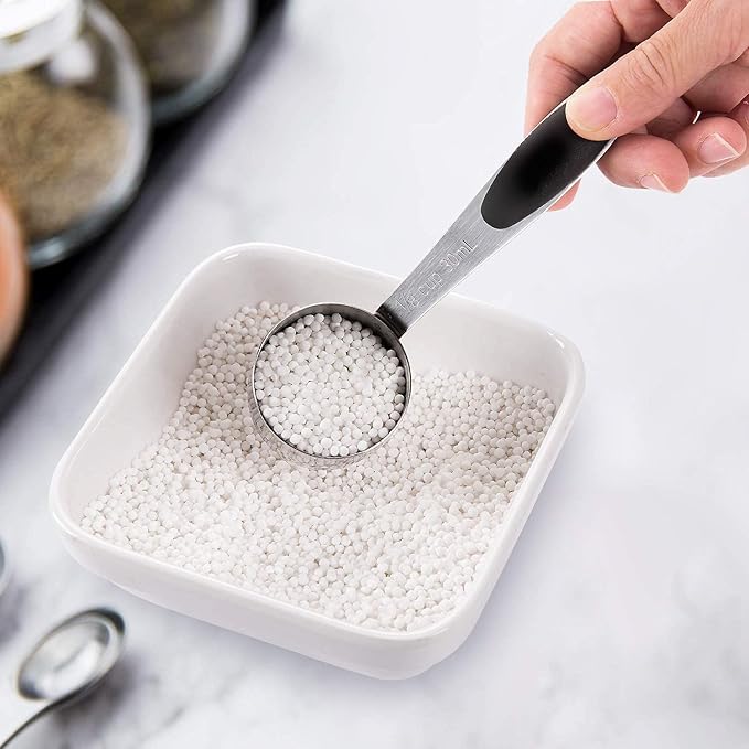 EDELIN Measuring Cups and Magnetic Measuring Spoons Set, Stainless Steel 5 Cups and 7 Spoons (Black)