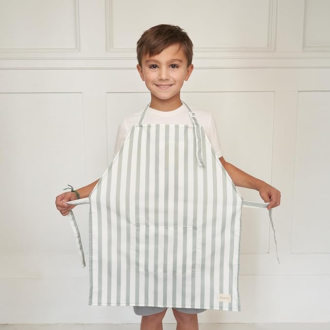 ZICOTO Kids Apron for Girls & Boys - Toddler Apron with Pocket for Cooking, Baking & Crafts - Christmas Gift for Little Chef