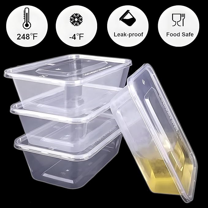 Tosnail 50 Pack 25 oz. Plastic Food Storage Containers with Lids Meal Prep Containers - Clear