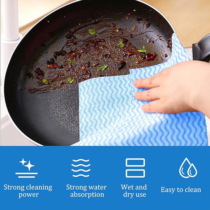 Disposable Dish Cloths Disposable Cleaning Towels 50 Pack Heavy Duty Reusable Disposable Kitchen Cleaning Cloths for Kitchen, Bathroom, Household Cleaning