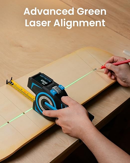 ACEGMET DTX10 digital Laser Tape Measure with Green Alignment Laser, 330Ft Laser Range & 12Ft Steel Tape, High Precision USB-C Rechargeable Smart APP Sync, Measuring Tool for Renovation & Construction
