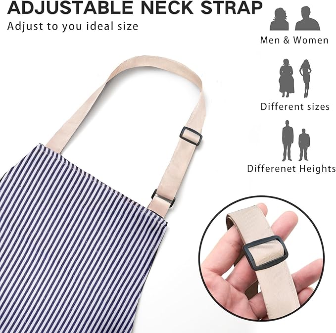 BeLuyi Adjustable Bib Apron with 2 Pockets Chef Cooking Kitchen Restaurant Aprons for Women Men