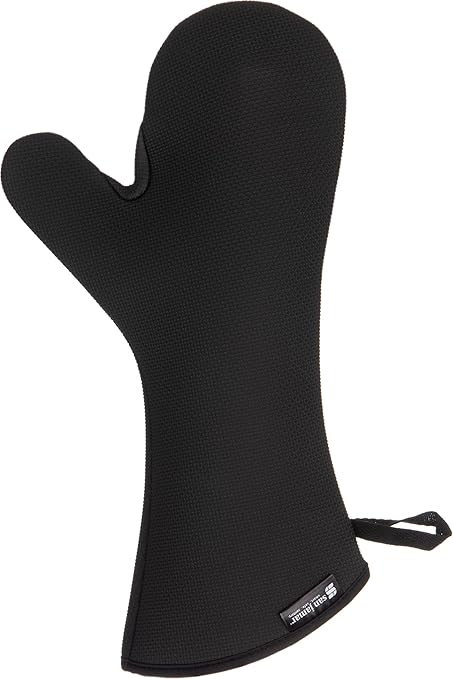 San Jamar UCMX15BK Textured Neoprene Oven Mitt with WebGuard, 15" Length, Black