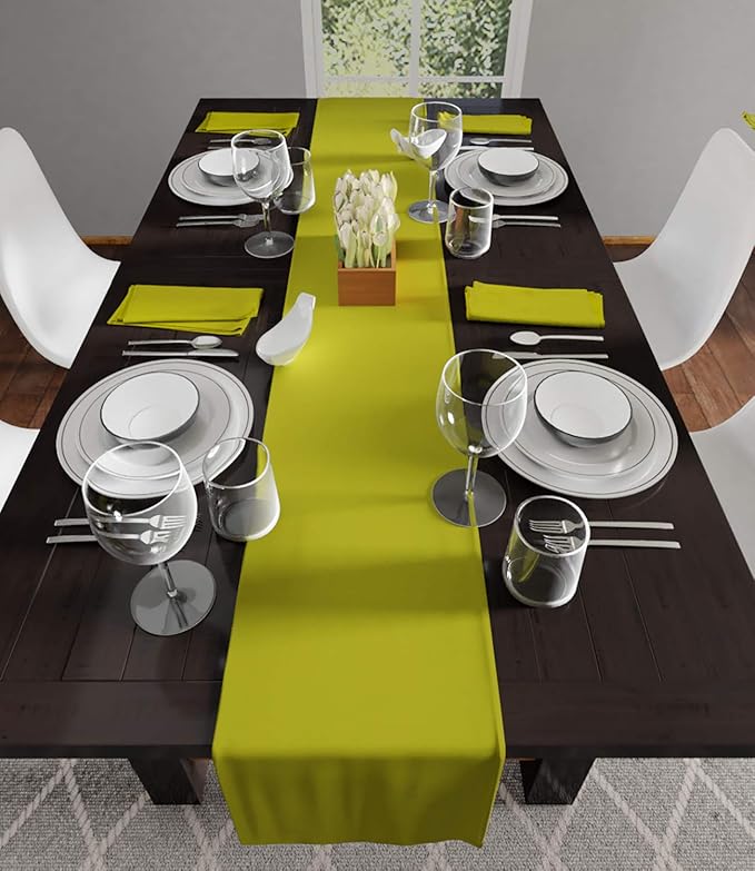 Encasa XO Lime Green Cloth Napkins Set of 6, 17"x17" | Solid Color Cotton Dinner Napkins | Washable & Reusable Wedding Napkins for Holiday Dinners, Party, & Everyday Table Decor