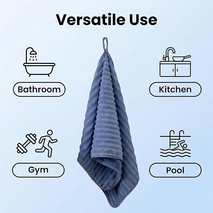 4PCS Blue Microfiber Hand Towels for Bathroom Christmas Decorations Quick Dry Small Towel Set for Bathroom Kitchen 14 x29.6inch