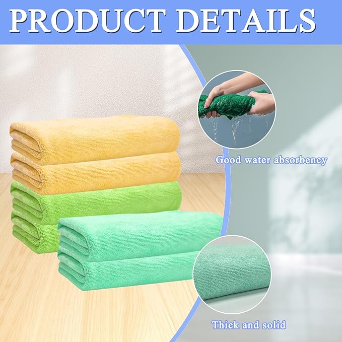 12 Pcs Extra Large Microfiber Cleaning Cloth, 20" x 30" Washable Reusable Large Floor Cloth Rags, Microfiber Towels for Mop Cleaning Office Bathrooms Housekeeping (Orange, Green)