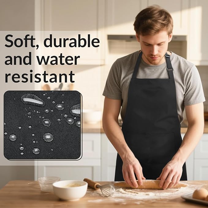 Large Chef Apron for Men and Women, Cooking Kitchen Aprons with 2 Large Pockets Water Oil Resistant