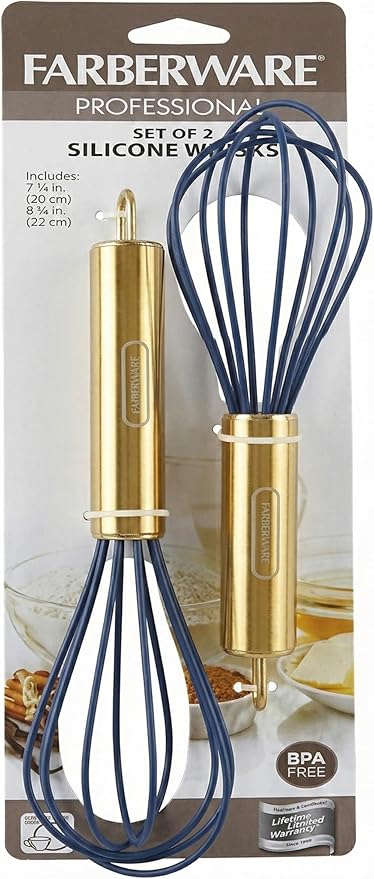 Farberware Professional Silicone Mini Whisks, Set of 2 (Blue)