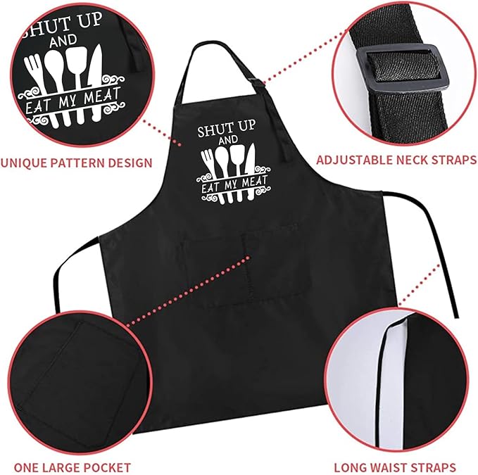 Rosoz Funny Grill Aprons For Men, Dad, Husband, Him - Aprons For Men With Pockets,Father's Day Gifts – BBQ Cooking Chef Apron
