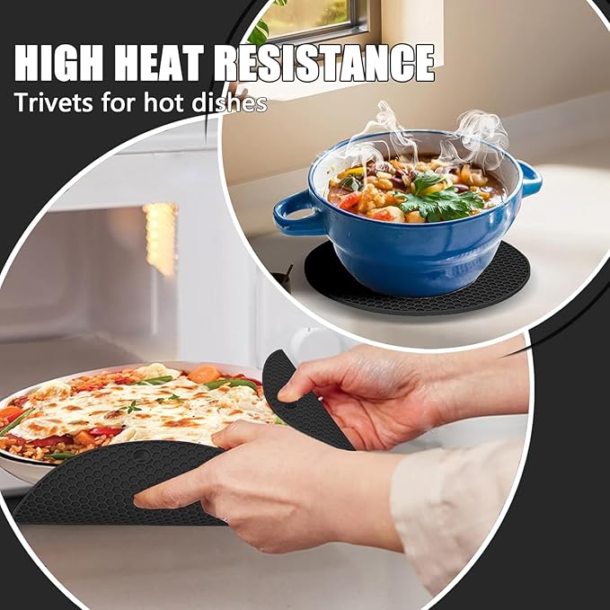 Oven Mitts with Heat-Resistant Hot Pads and Five Silicone Spatulas Designed for Kitchen Baking Cooking, Oven Glove Soft Cotton Lining, Waterproof, BPA-Free (Black)
